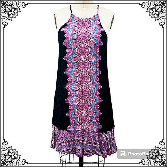 XHILARATION Floral Paisley Print Bohemian Sun Dress - Size M - Picture 1 of 6